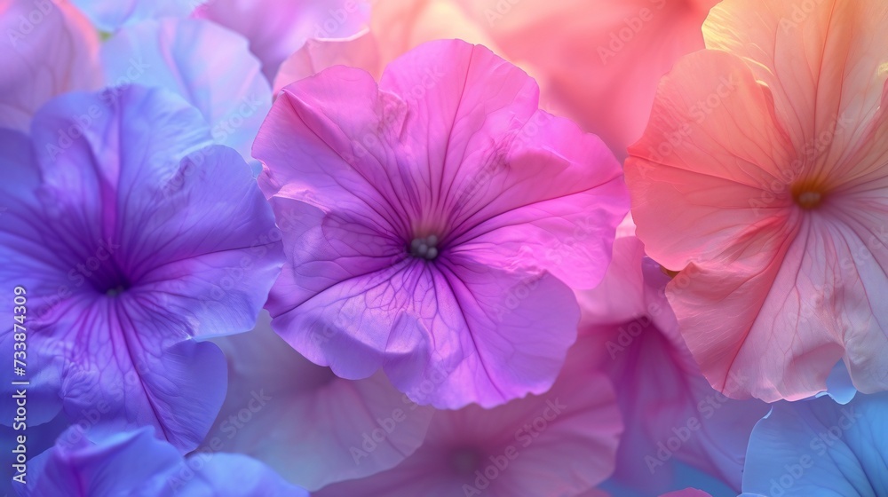 Petunia Hues Delight: A mesmerizing display of vibrant petunia petals swaying gently in the breeze. Petunia Hues Delight: A mesmerizing display of vibrant petunia petals swaying gently in the breeze.