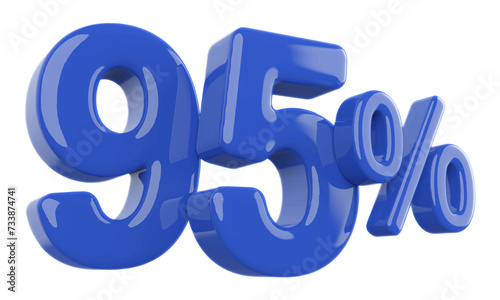 95 percent discount number blue 3d render