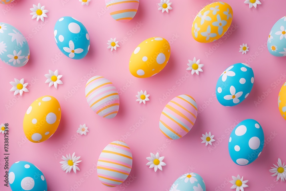 A cheerful Easter egg patterned background.