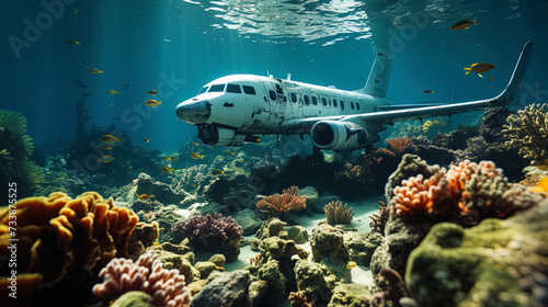 Underwater flowers: coral gardens are decorated with rainbowing naval inhabita photo