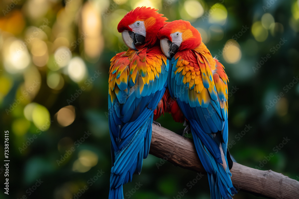 Pair of Parrots Cherishing Nature's Splendor