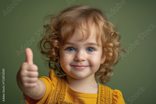 Happy Toddler Showing Thumbs Up Sign