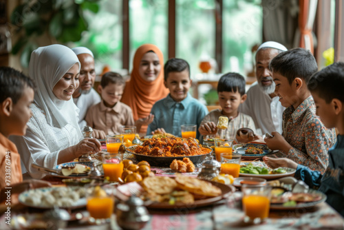 Big Muslim Family Dining Together