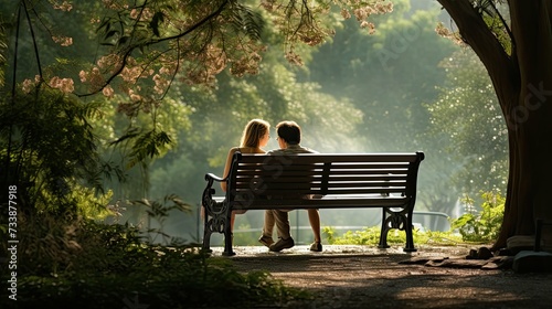 happiness park bench couple
