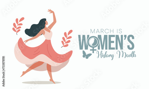 Women's History month is observed every year in March, is an annual declared month that highlights the contributions of women to events in history and contemporary society. Vector illustration design.