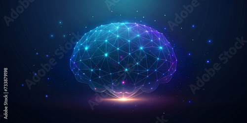 Blue Glowing Sphere Neural Network Background