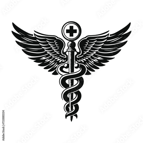 Caduceus health. medical symbol, vector illustration. photo