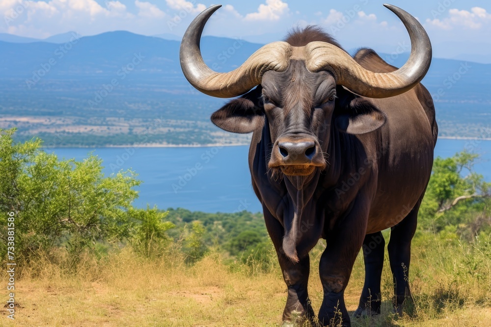 Capturing the majestic african buffalo in its natural habitat during a thrilling safari expedition Capturing the majestic african buffalo in its natural habitat during a thrilling safari expedition