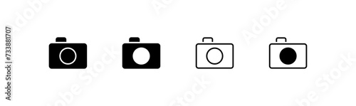 Camera icons. Line, set of camera icons, photo buttons. Vector icons