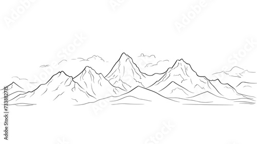 Illustration of an aerial top view of a mountain range with snowy peaks  capturing the majestic and awe-inspiring beauty of alpine landscapes. simple minimalist illustration creative photo