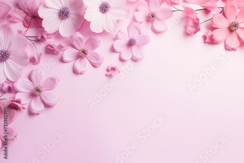 Beautiful cherry blossom background with empty space for text, pink background