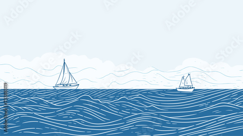 Abstract geometric patterns inspired by ocean waves  symbolizing the dynamic and rhythmic experience of sailing and enjoying the sea. simple minimalist illustration creative