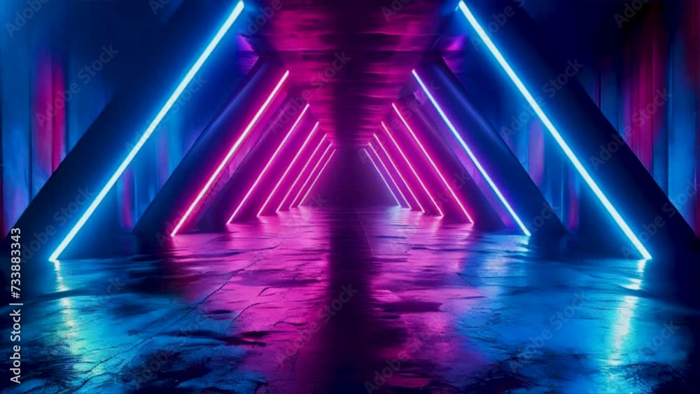 Abstract glowing futuristic neon tunnel animation.