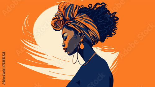 Illustration of an African woman with intricate braided hair  showcasing the artistry and cultural significance of traditional African hairstyles. simple minimalist illustration creative