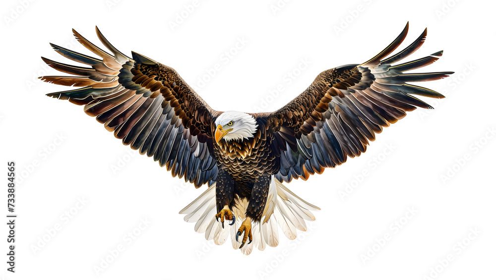 Obraz premium Flying eagle isolated on white background