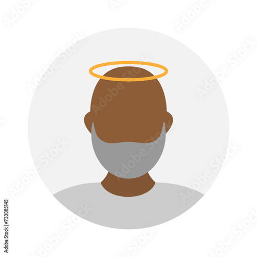Empty face icon avatar with nimbus and beard. Vector illustration.