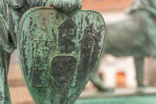 Foto Wappen Brunnen Freiberg Otto der Reiche