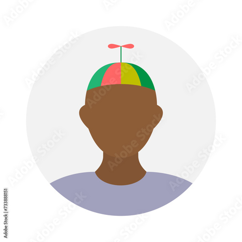 Empty face icon avatar with propeller hat. Vector illustration.