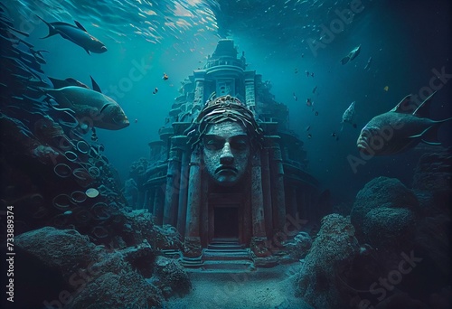 Sunken city, legendary tales, underwater exploration Generative AI