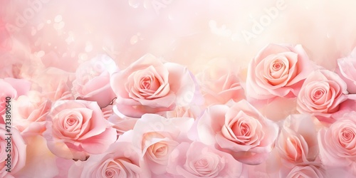 Blurred background with pink roses is very nice  for backgrounds  congratulations  invitations  words of love etc.