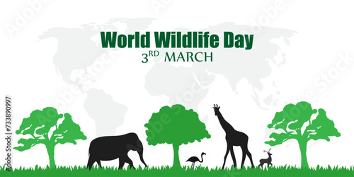 Vector illustration of World Wildlife Day social media feed template