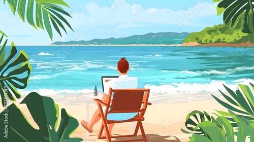 Remote Work by the Beach with Tropical Scenery