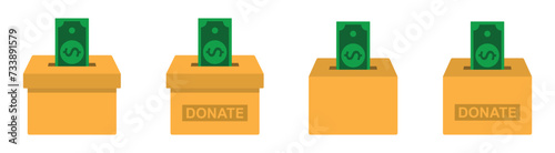 Donation money box icon. Charity box icon, vector illustration