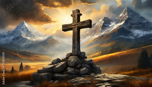cross in the mountains photo
