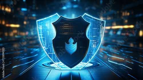 Futuristic Cybersecurity Shield with Neon Circuitry