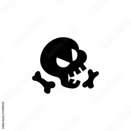 Skull black and white logo icon design