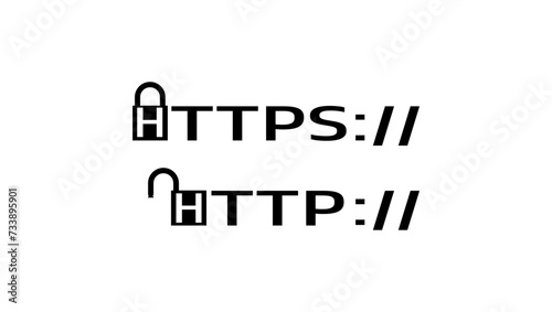 http and https protocols , black isolated silhouette