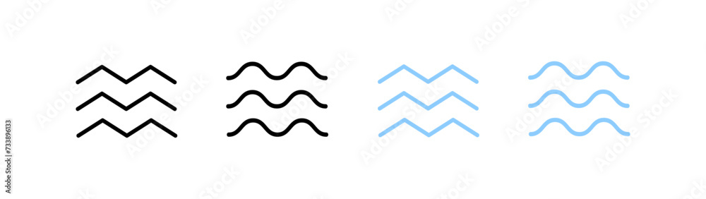 Waves icon set. Linear style. Vector icons - obrazy, fototapety, plakaty 