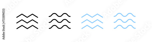 Waves icon set. Linear style. Vector icons