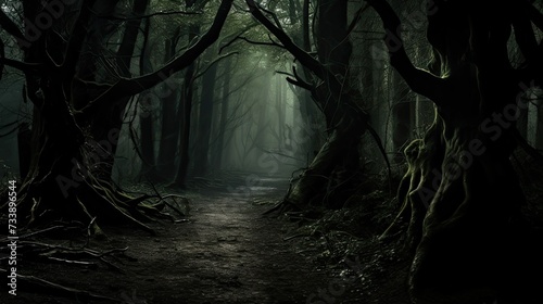 eerie horror woods photo