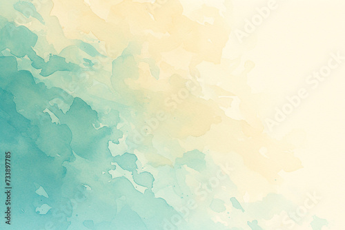 A tranquil watercolor background with a soft gradient effect  transitioning from a pale peach to a serene seafoam green.