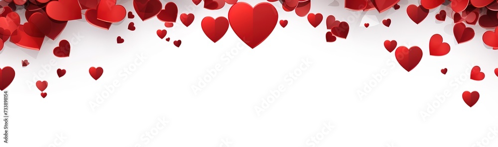 Valentine's day white background with red hearts