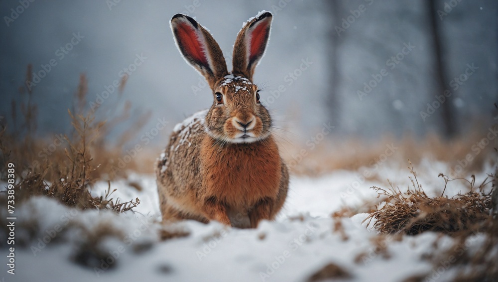 rabbit in the snow rabbit in the snow