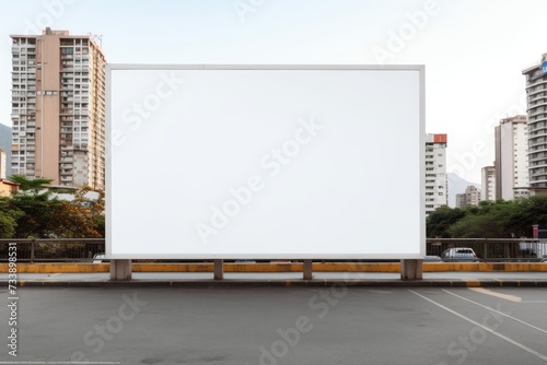 Blank white billboard advertising banner mockup, Billboard or blank poster blank white mockup banner mockup, a large billboard in a city.AI generated