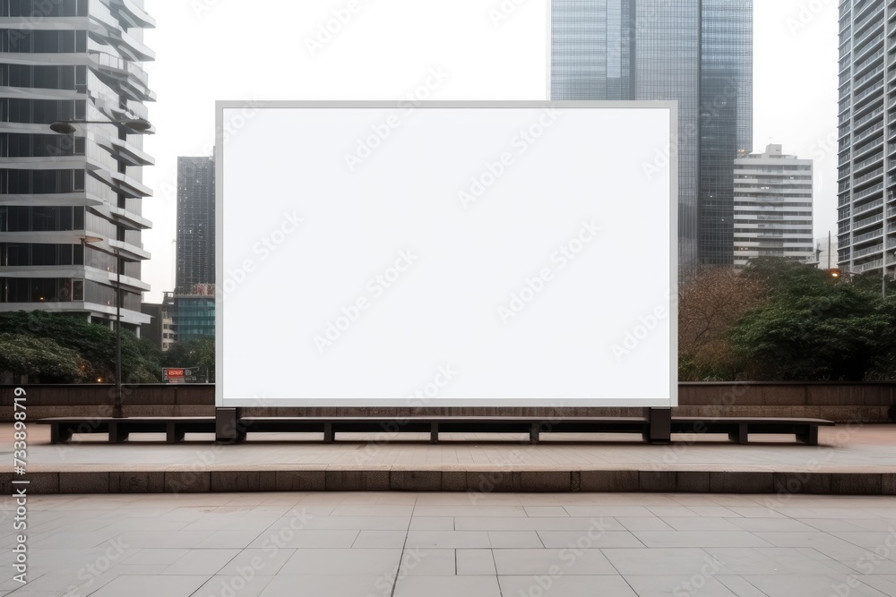 Billboard or blank poster blank white mockup banner mockup, a large billboard in a city.AI generated Billboard or blank poster blank white mockup banner mockup, a large billboard in a city.AI generated