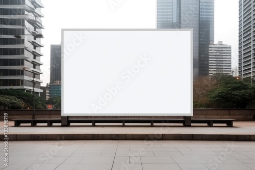 Billboard or blank poster blank white mockup banner mockup  a large billboard in a city.AI generated