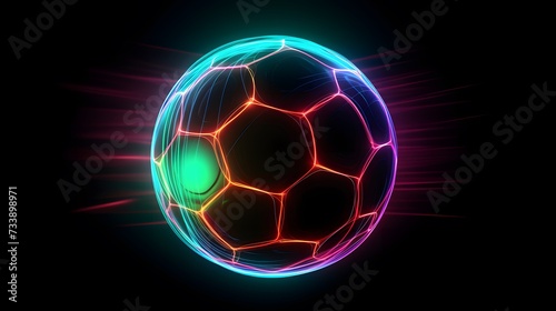 Panoramic neon soccer ball. 