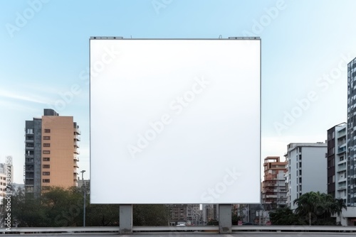 Empty white blank street billboard  Billboard or blank poster blank white mockup banner mockup  a large billboard in a city.AI generated