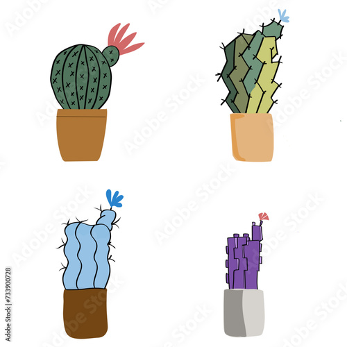 set of cactus,hand drawn design