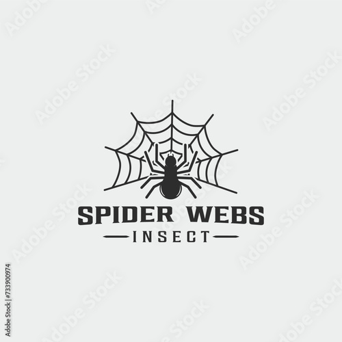 spider webs logo line art vintage simple minimalist illustration template icon graphic design