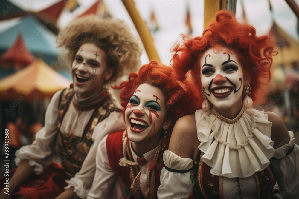 Photo group of three people in costume at a festival