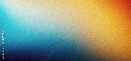 Abstract teal orange yellow black grainy color gradient background noise texture effect photo