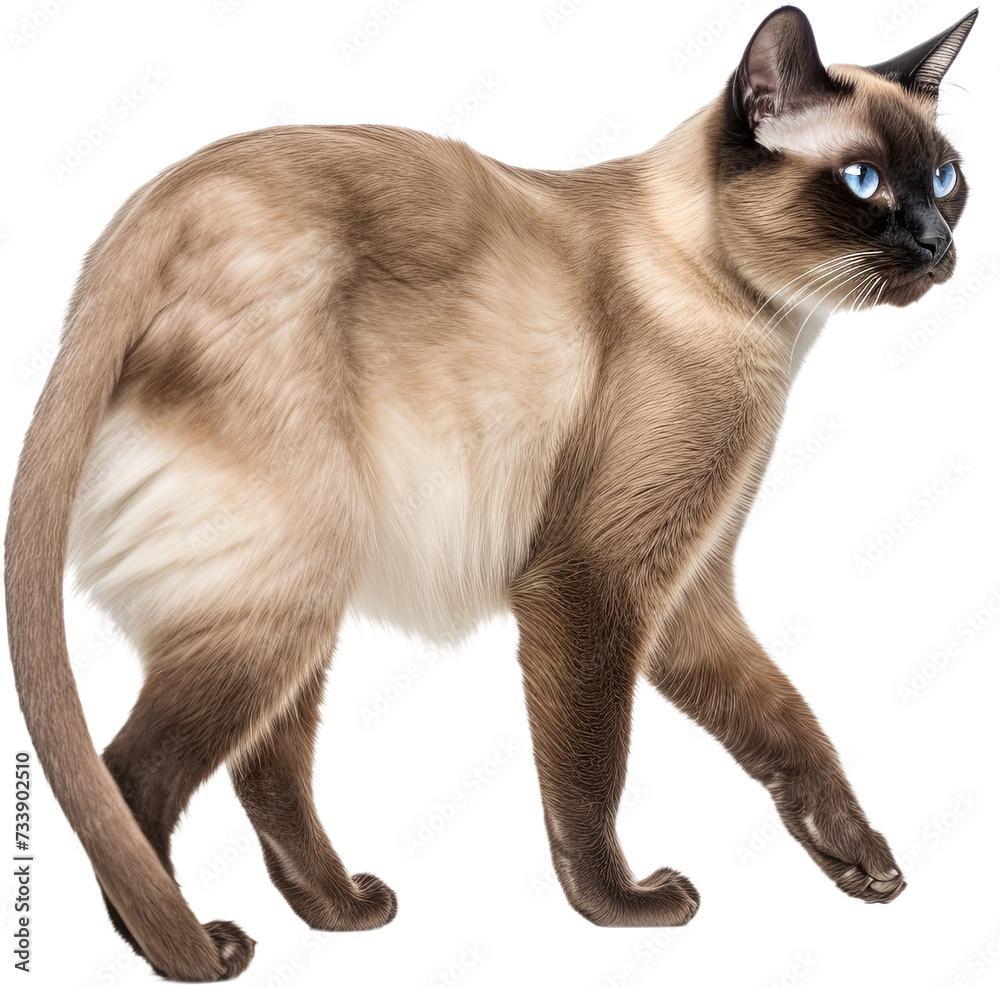 Siamese cat portrait isolated cutout on transparent background. Siamese cat portrait isolated cutout on transparent background.