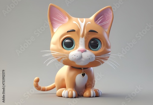 Cute 3D cat on a light background