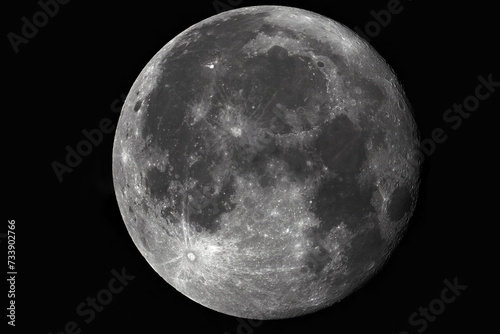 Photo of the full moon through an amateur telescope.