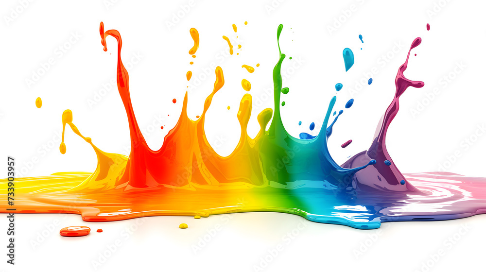 Abstract rainbow colorful paint splash isolated on white background